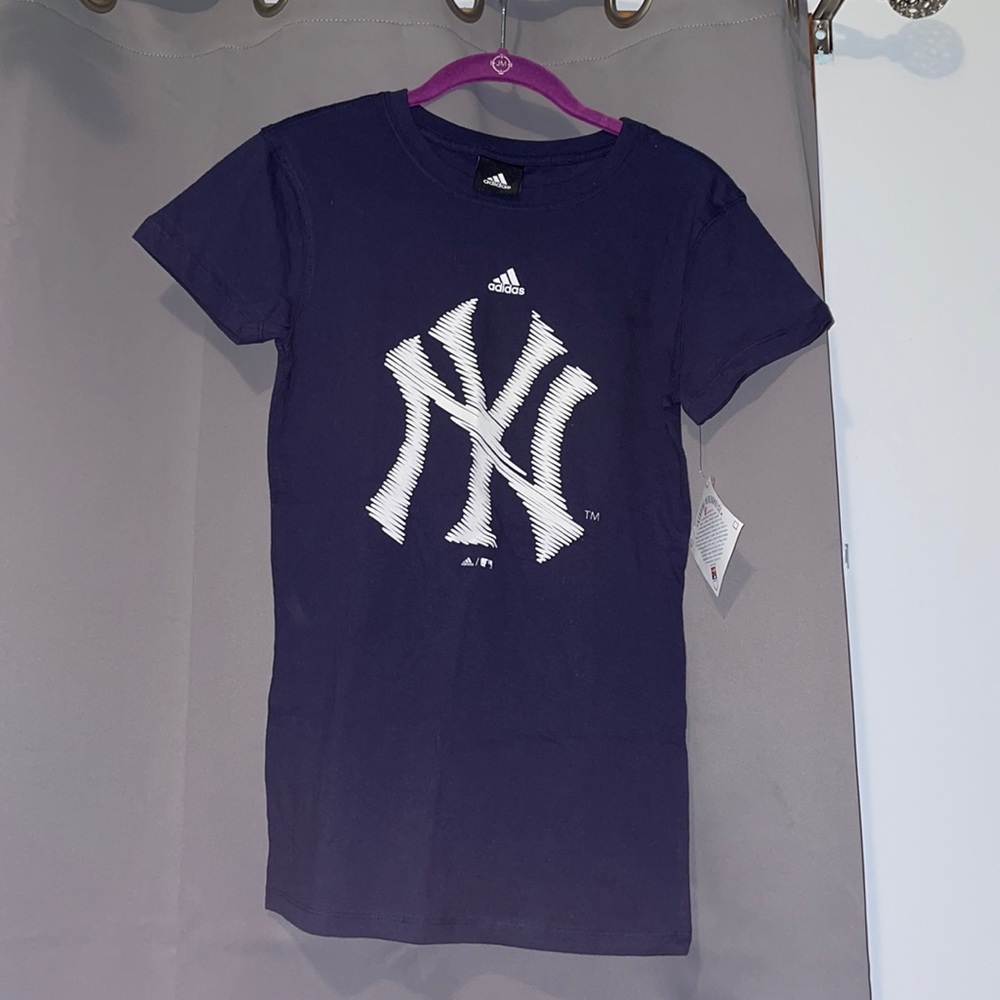 Adidas Yankees Kids Navy Blue T-Shirt (Youth XL)
